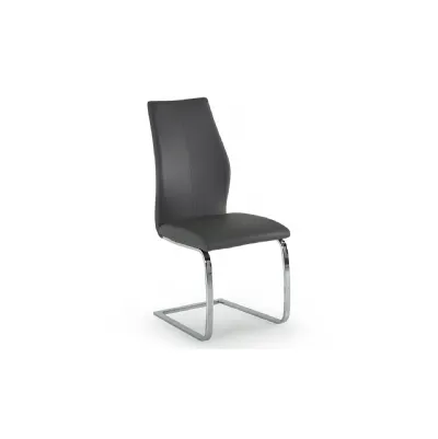 Dark Grey Leather Dining Chair on Chrome Cantilever Legs