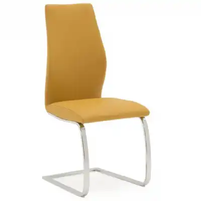 Orange Leather Dining Chair on Chrome Cantilever Legs