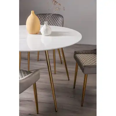 White Glass Round Dining Table Gold Legs