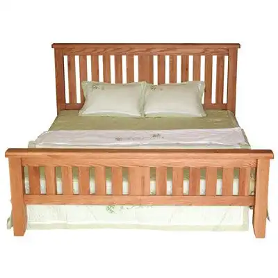 Solid Oak Lacquered High Foot End King Size Bed