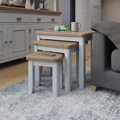 HOP Dining Grey Nest of 3 Tables