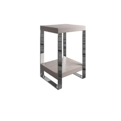 Silver Grey Oak and Chrome Small Side Table
