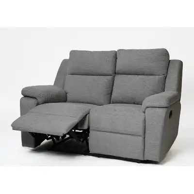 Padded Grey Fabric 2 Seater Manual Recliner Sofa