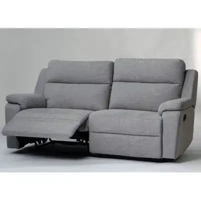 Large Grey Fabric 3 Seater Manual Recliner Sofa