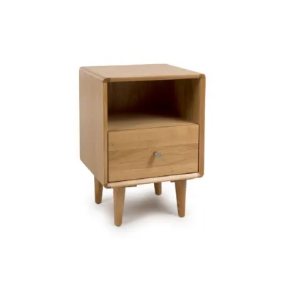 Light Oak Finish Wooden Small 1 Drawer Bedside Cabinet