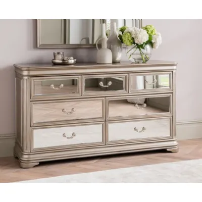 Large Mirrored Glass 7 Drawer Dressing Chest of Drawers