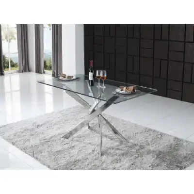 Rectangular Glass Metal 160cm Dining Table
