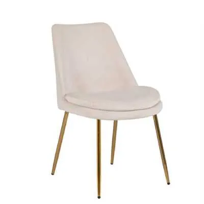 Oyster Velvet Fabric Upholstery Kitchen Dining Chair Gold Metal Legs