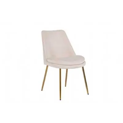 Sand Velvet Fabric Dining Chair Gold Metal Legs