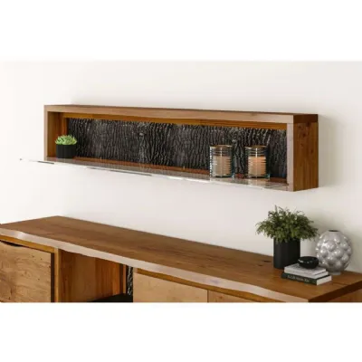 Live Edge Russet Wall Shelf with LED Light Russet Finish