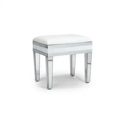 Mirrored Glass Fabric Seat Dressing Table Stool