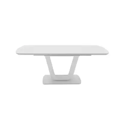 White Gloss Glass Top Extending Dining Table