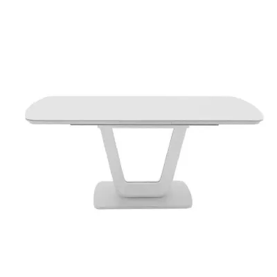 White High Gloss Glass Top Extending Dining Table