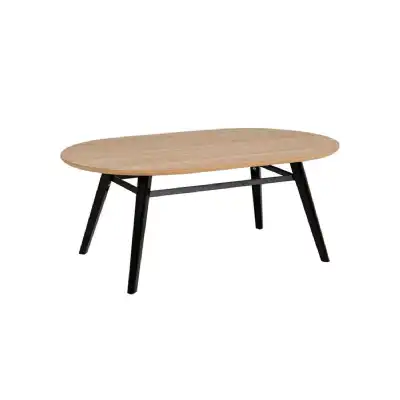 Coffee Table Oval 1000 Oak Top Black Leg