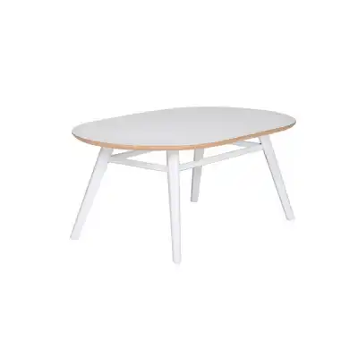 Coffee Table Oval 1000 White Top White Leg