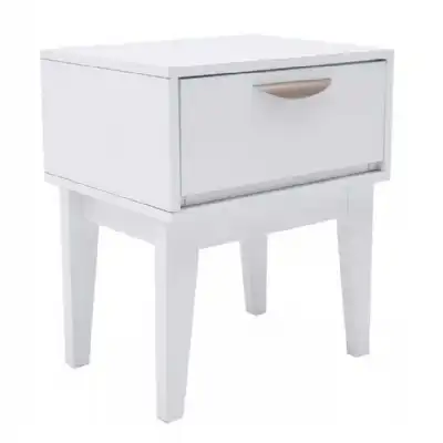 White Painted Small Bedside Table Cabinet with 1 Drawer