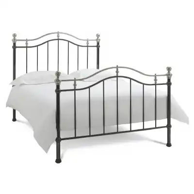 Shiny Nickel Metal Curved Traditional 4ft6in Double Bed