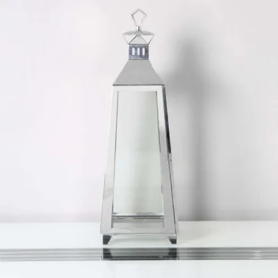 Mint Homeware Nickel Plated And Glass Lantern Large