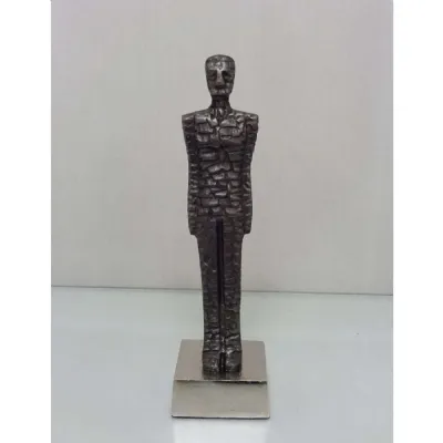 Mint Homeware Small Standing Man Sculpture Grey Nickel