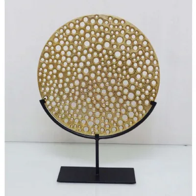 Mint Homeware Small Round Sculpture on Base Gold And Black