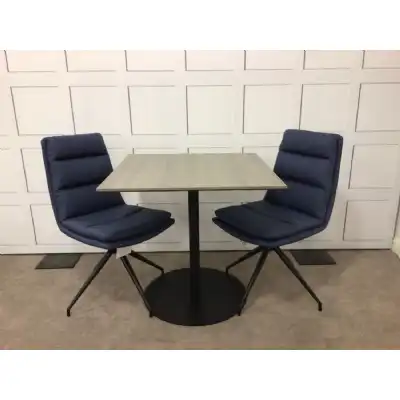 Modern Grey Finish Small Dining Table Round Metal Base