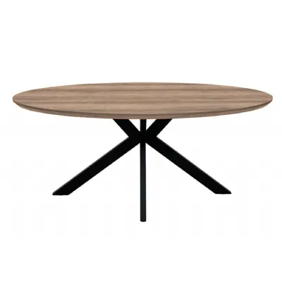 Walnut Oval Dining Table Scratch Resistant Top Black Legs