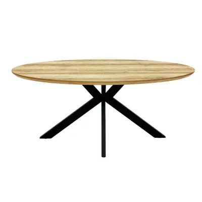 Oak Top Scratch Heat and Stain Resistant Oval Dining Table