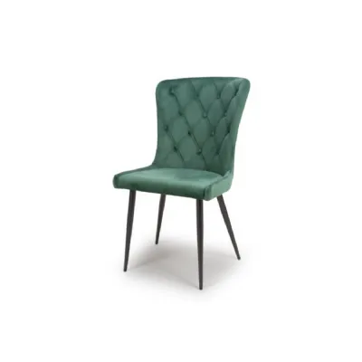 Green Velvet Fabric Buttoned Back Dining Chair