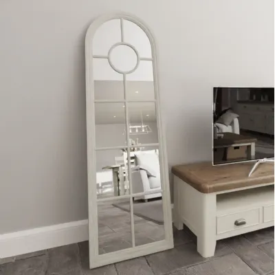 White Multi Window Outdoor Arched Wall Mirror