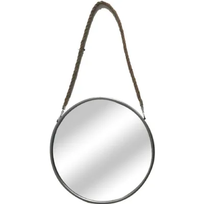 Mirror Collection Silver Mirror with Rope Hanging Strap