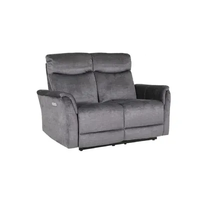 Graphite Velvet Fabric 2 Seater Electric Reclining Sofa