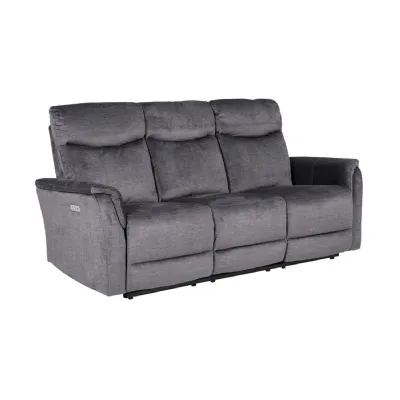 Graphite Grey Velvet Fabric 3 Seater Electric Reclining Sofa