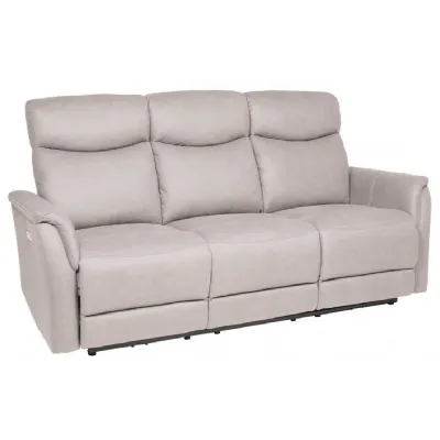 Taupe Cream Fabric 3 Seater Electric Reclining Sofa