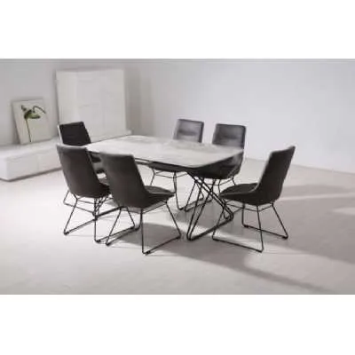 Mirko Modern Fabric Seat and Metal Legs Kitchen Dining Chair in Grey