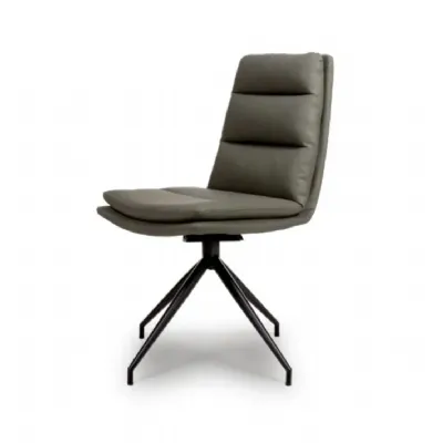 Truffle Grey Leather Swivel Dining Chair
