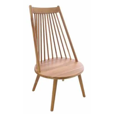 Natural Solid Teak Wooden Tall Spindle Back Occasional Chair