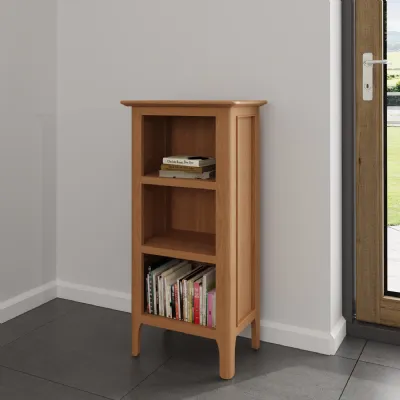 Oak Wood Small Narrow 2 Shelf Storage Bookcase