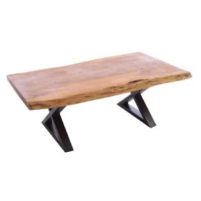 Natural Wood Cross Legged Coffee Table