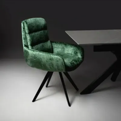 Modern Green Chenille Fabric Carver Dining Chair