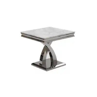 Stainless Steel Base Lamp Table Bone White Marble Top