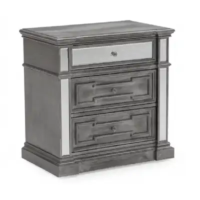 Silver Grey Mirrored Bedside Cabinet