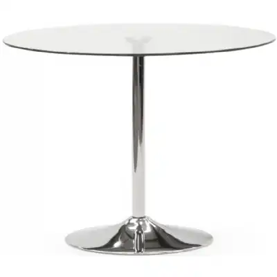 Round Clear Glass Dining Table Chrome Base