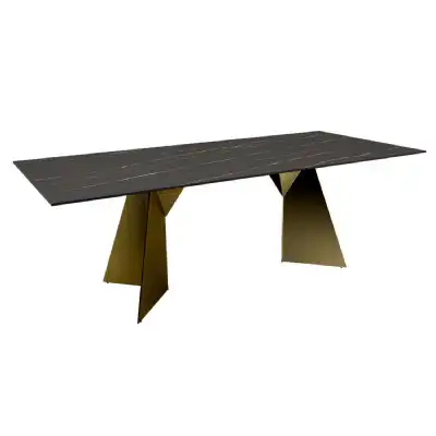 Stone Gold and Black Large Dining Table