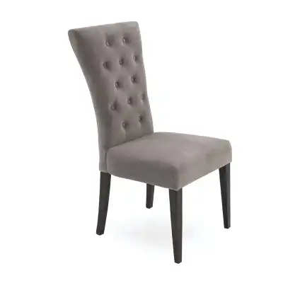 Taupe Brown Grey Velvet Fabric Dining Chair Dark Wood Legs