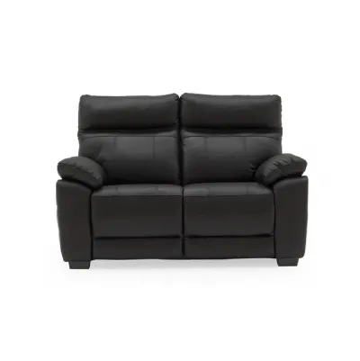 Black Leather Upholstered 2 Seater Sofa