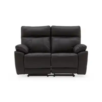 Black Leather 2 Seater Recliner Sofa
