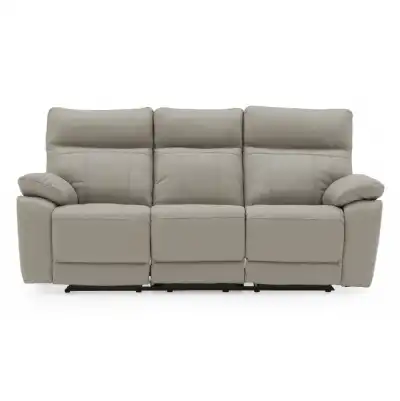 Grey Leather 3 Seater Recliner Sofa with Solid Wood