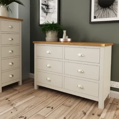 Grey Oak Top Chest of 6 Drawers