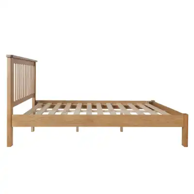 Rustic Oak Double Bed Frame Low Foot End