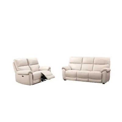 Power Chalk White Leather 3 Seater Electric Recliner Sofa
